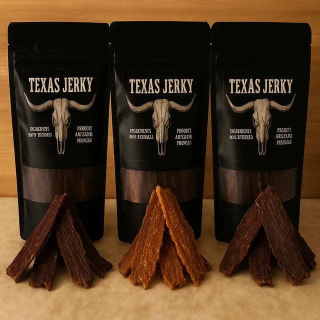 le-jerky-fran-ais-trio-texas-3x100g-spicy-smoky-sweet-smoky-pulled-pork-bbq image 1