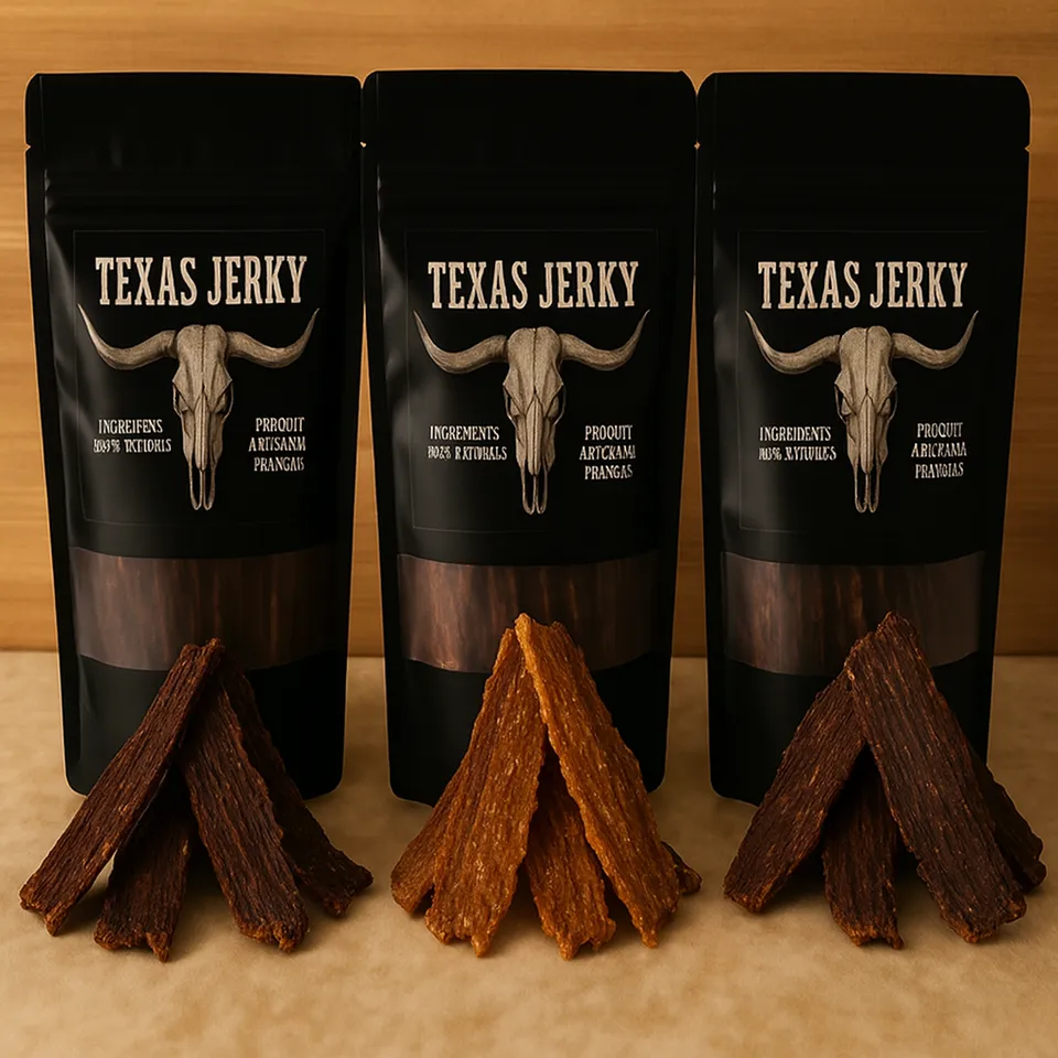 le-jerky-fran-ais-trio-texas-3x100g-spicy-smoky-sweet-smoky-pulled-pork-bbq image 1